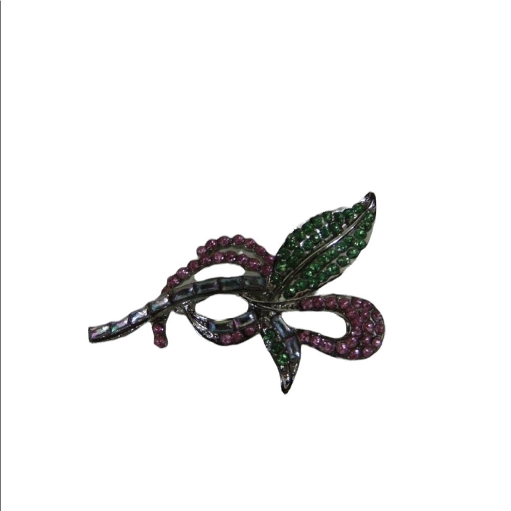 Brooch Pin Floral Multicolor Rhinestone